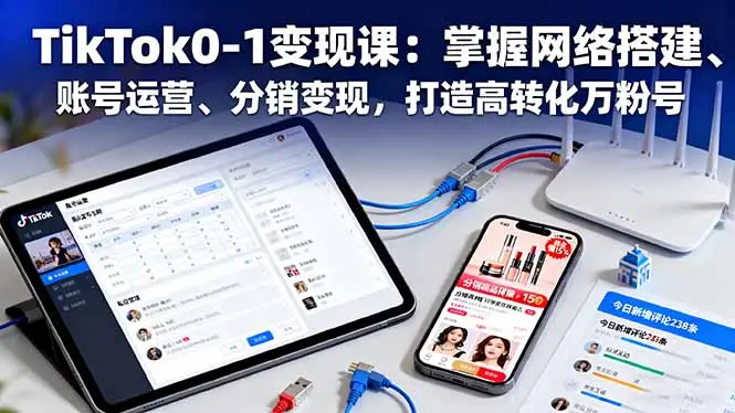 TikTok0-1变现课：掌握网络搭建、账号运营、分销变现，打造高转化万粉号